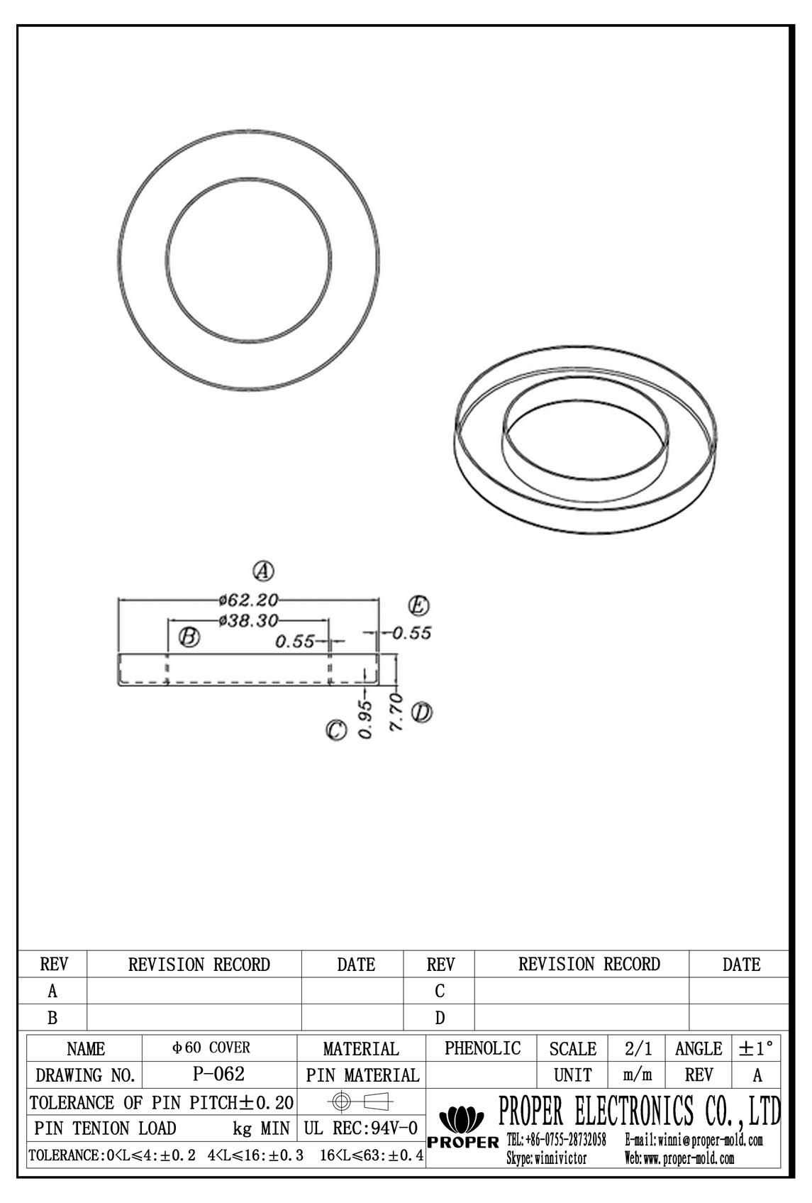 P-062 (φ60 Cover) - Transformer Bobbin,clamp,coil Frame,hardware Smd